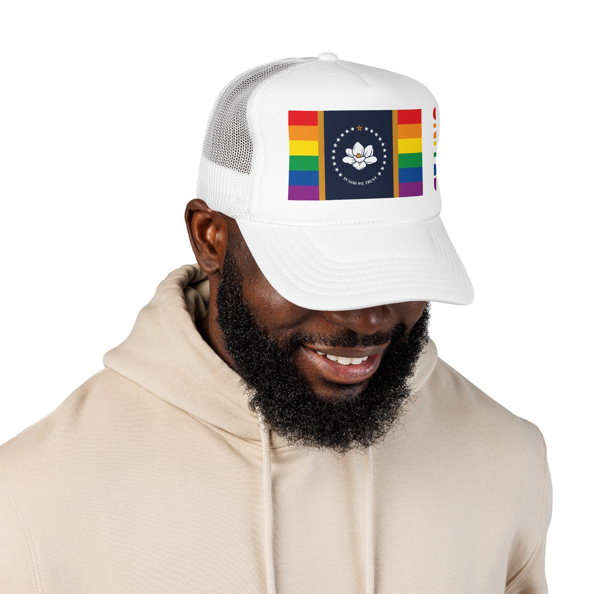 Mississippi Rainbow Pride Flag "UNITED" Printed Foam Trucker Hat, Several Color Options