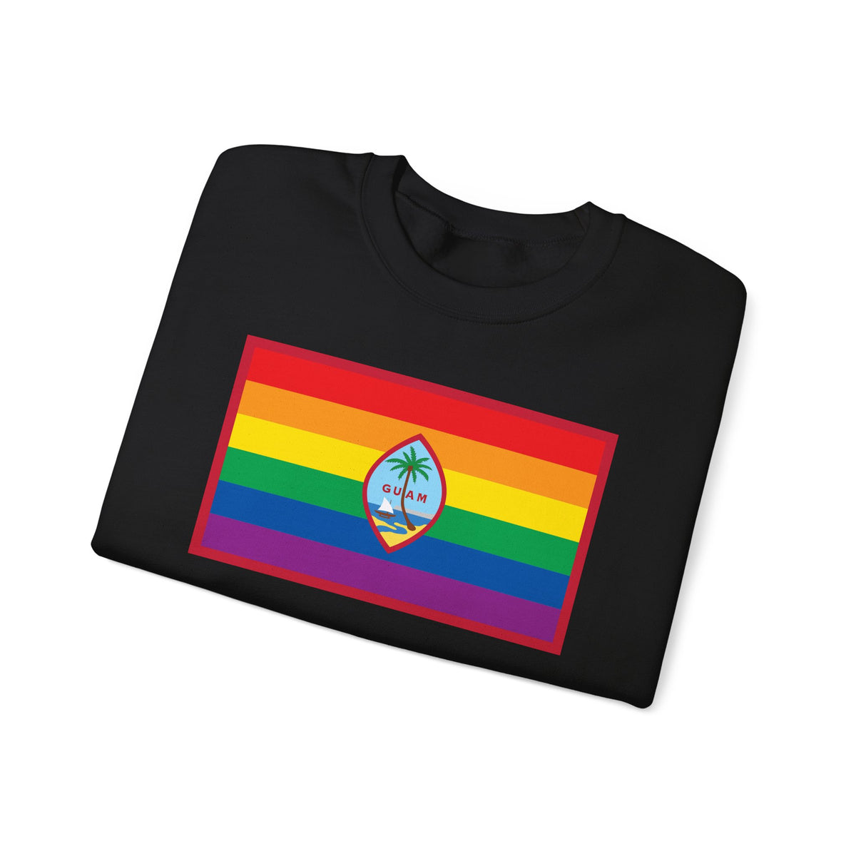 Guam Rainbow Pride Flag Unisex Crewneck Sweatshirt, White, Black or Light Pink