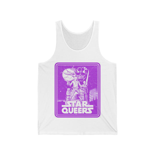 STAR QUEERS Poster Tank Top - Ultra Violet deco on White