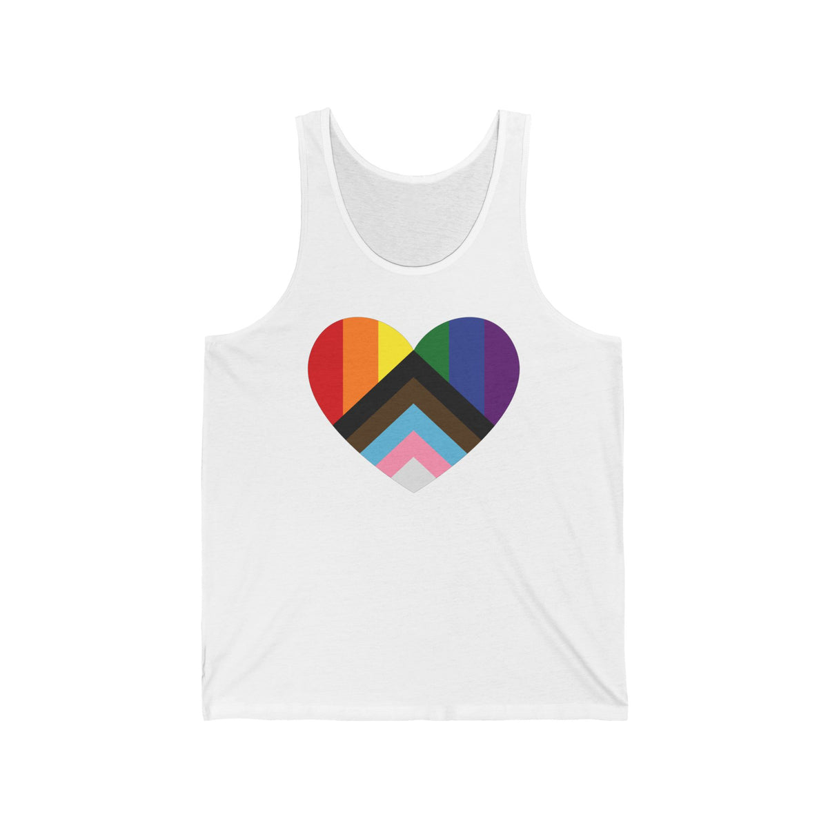 Progress Pride Heart Tank Top — Inclusive Pride & Visibility Statement