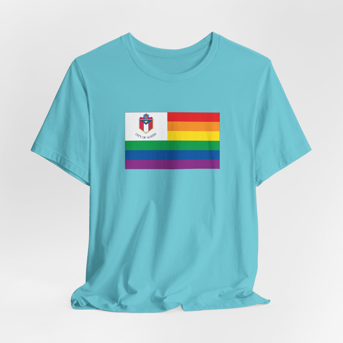 Austin, Texas Rainbow Pride Flag T-shirt, Several Color Options