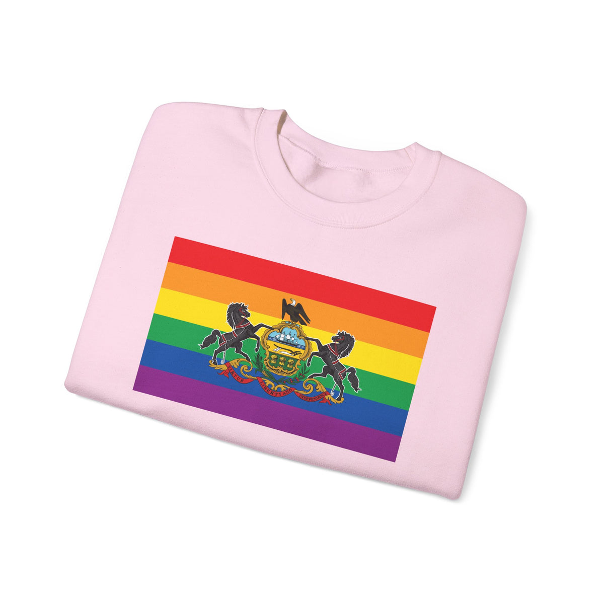 Pennsylvania Rainbow Pride Flag Unisex Crewneck Sweatshirt, White, Black or Light Pink