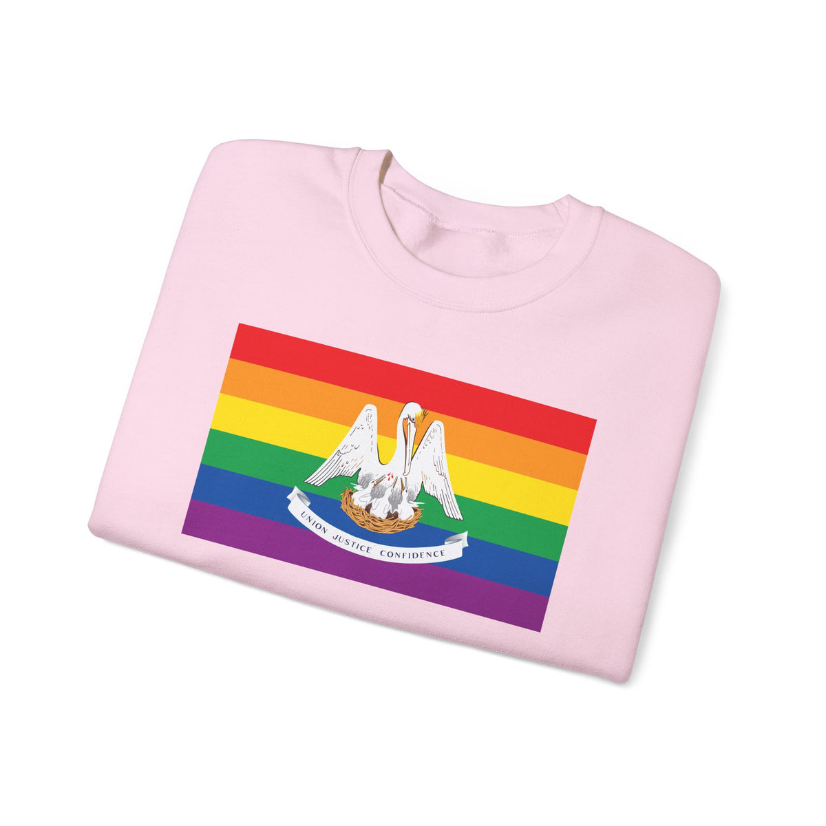 Louisiana Rainbow Pride Flag Unisex Crewneck Sweatshirt, White, Black or Light Pink