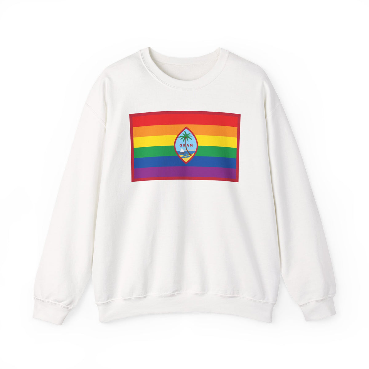 Guam Rainbow Pride Flag Unisex Crewneck Sweatshirt, White, Black or Light Pink