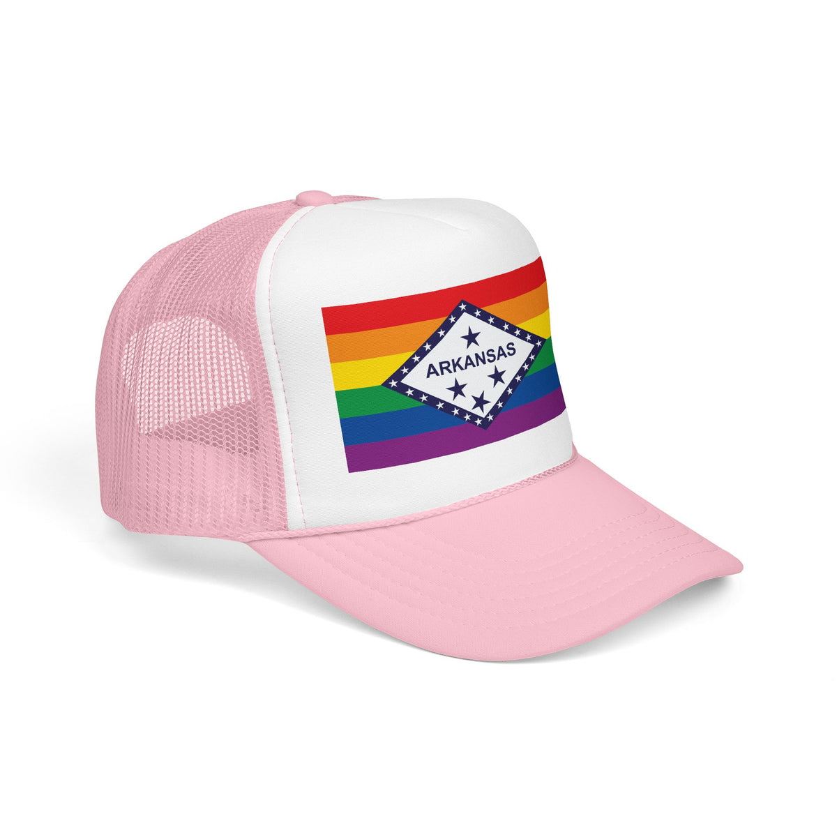Arkansas Rainbow Pride Flag "UNITED" Printed Foam Trucker Hat, Several Color Options