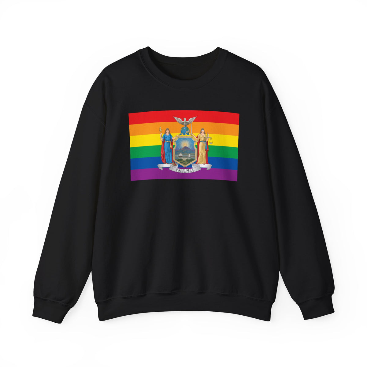 New York Rainbow Pride Flag Unisex Crewneck Sweatshirt, White, Black or Light Pink