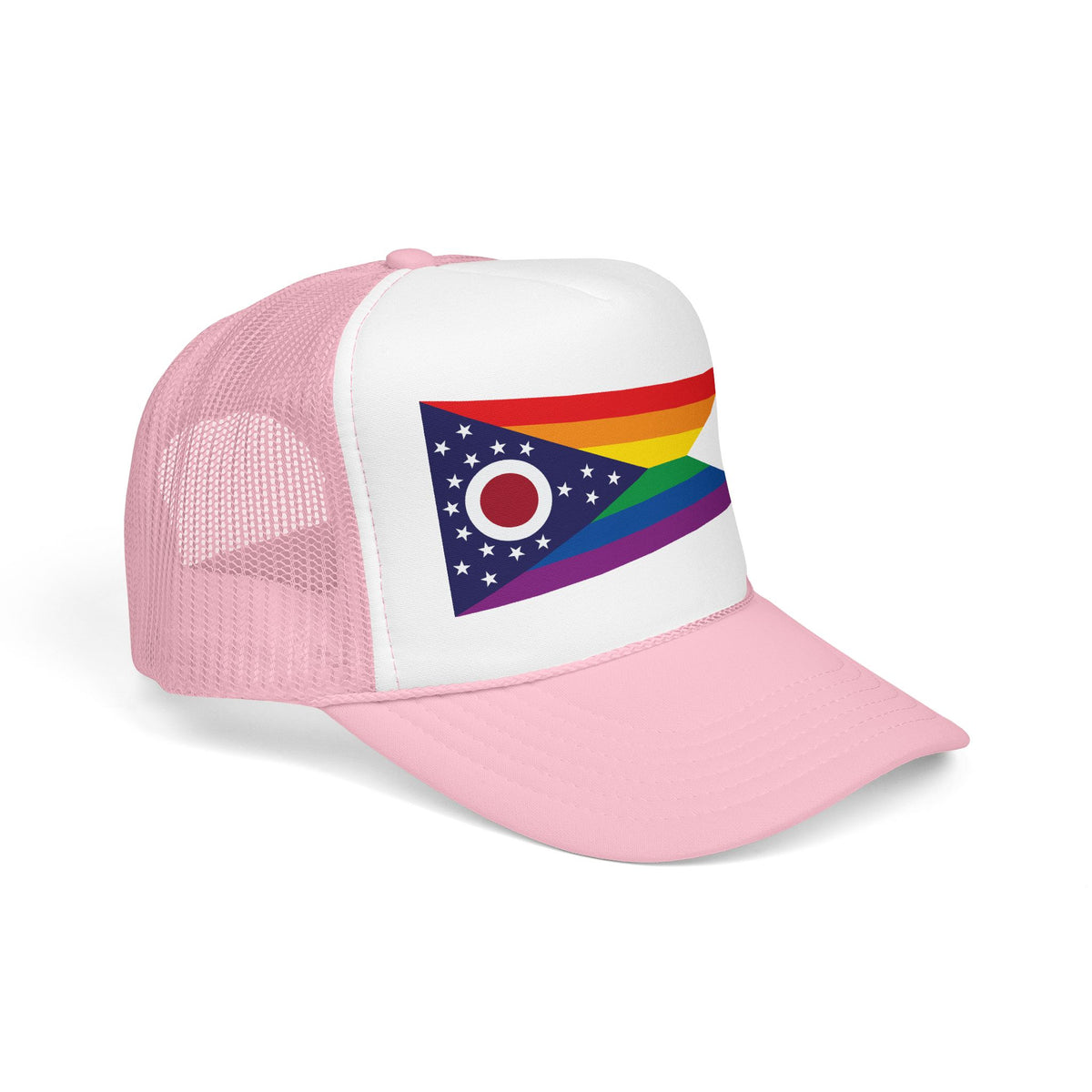 Ohio Rainbow Pride Flag "UNITED" Printed Foam Trucker Hat, Several Color Options