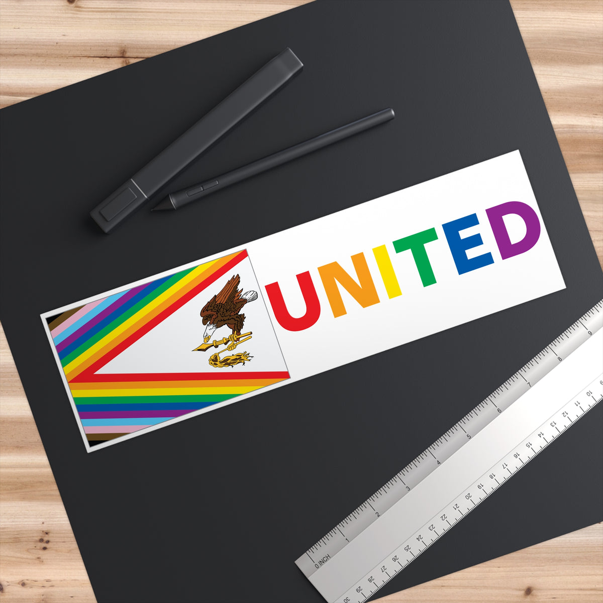 American Samoa Rainbow Pride Flag "UNITED" Bumper Sticker