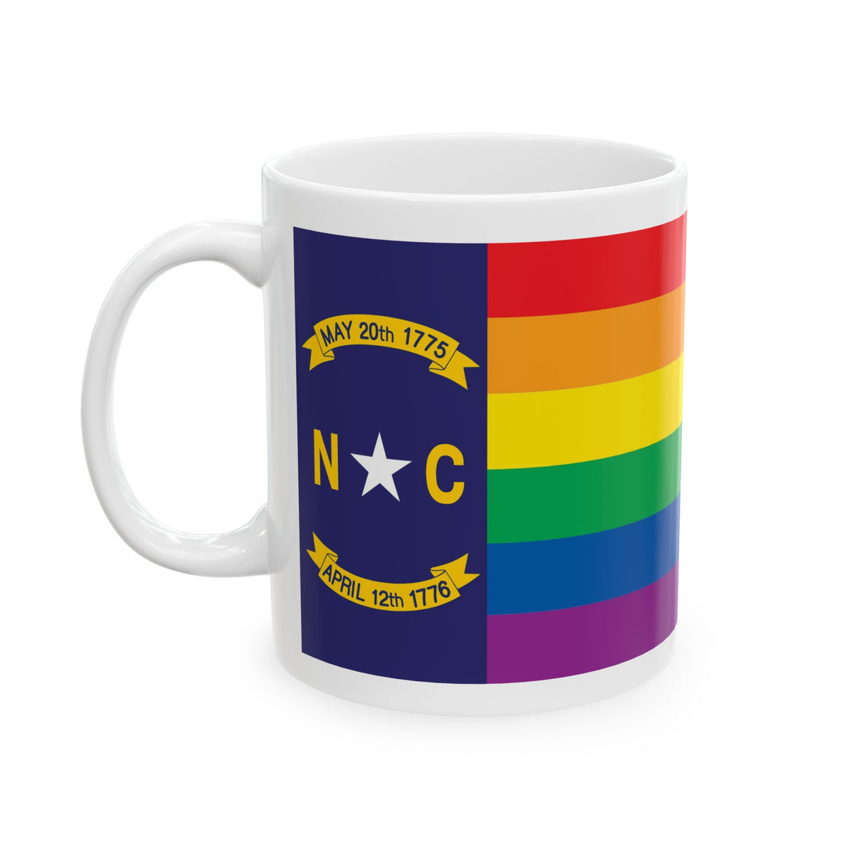 North Carolina Rainbow Pride Flag "UNITED" Ceramic Mug
