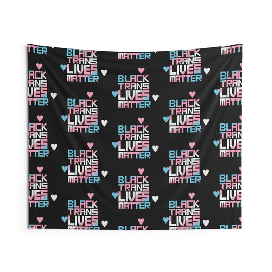 BLACK TRANS LIVES MATTER Indoor Wall Tapestry - San Francisco Tenderloin Deco on Black