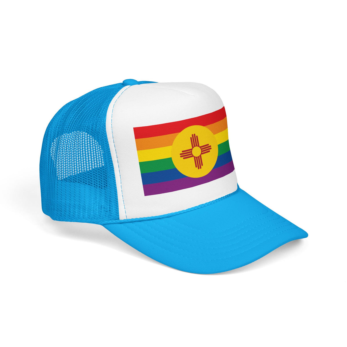 New Mexico Rainbow Pride Flag "UNITED" Printed Foam Trucker Hat, Several Color Options