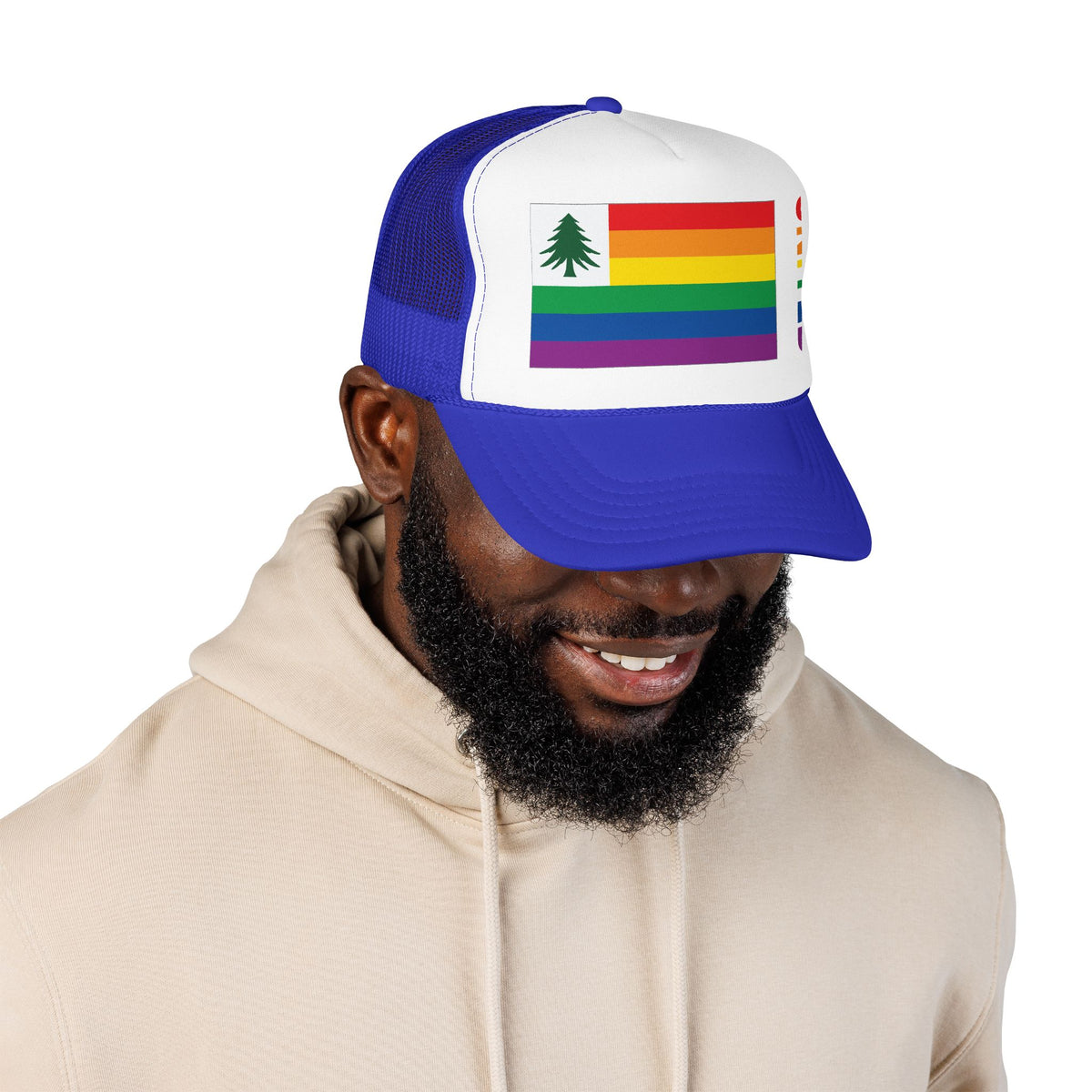 New England Rainbow Pride Flag "UNITED" Printed Foam Trucker Hat, Several Color Options