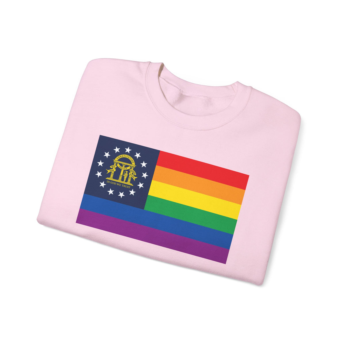 Georgia Rainbow Pride Flag Unisex Crewneck Sweatshirt, White, Black or Light Pink