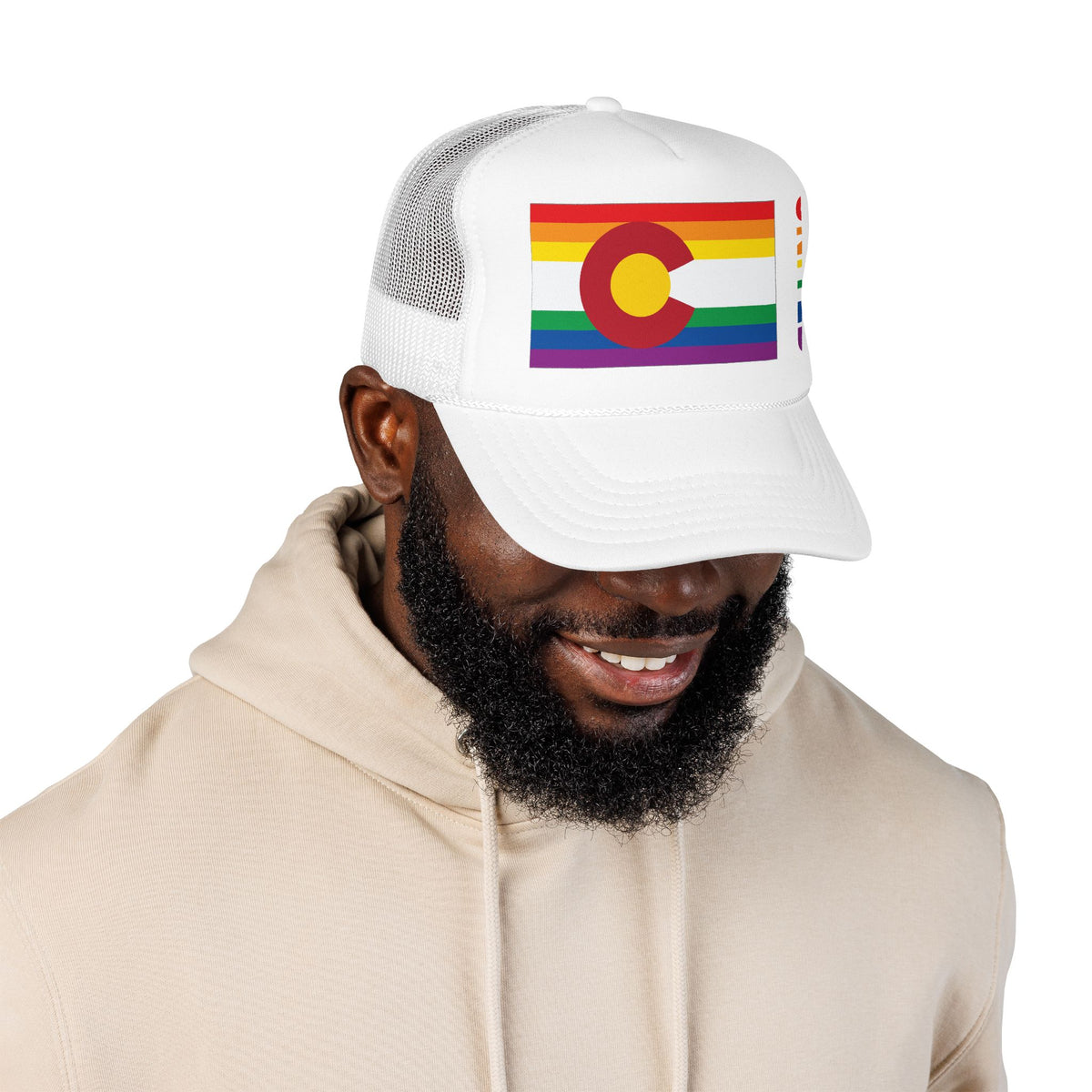 Colorado Rainbow Pride Flag "UNITED" Printed Foam Trucker Hat, Several Color Options