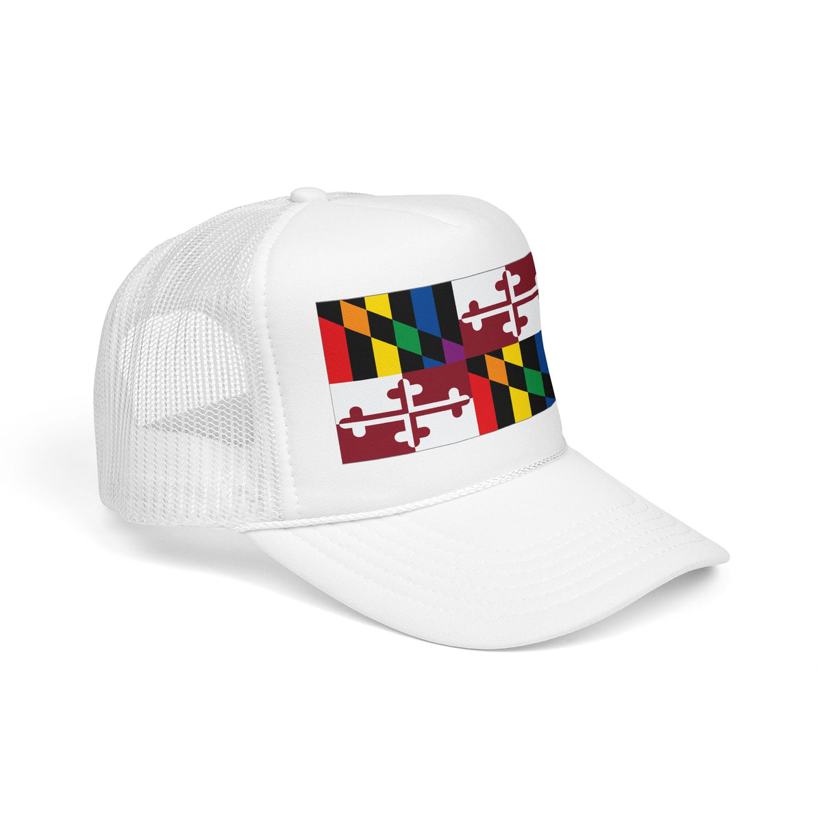 Maryland Rainbow Pride Flag "UNITED" Printed Foam Trucker Hat, Several Color Options
