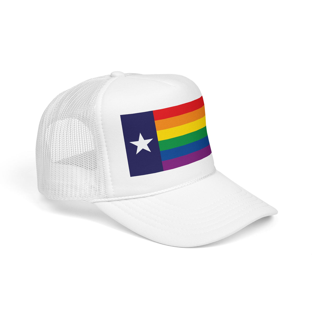 Texas Rainbow Pride Flag "UNITED" Printed Foam Trucker Hat, Several Color Options