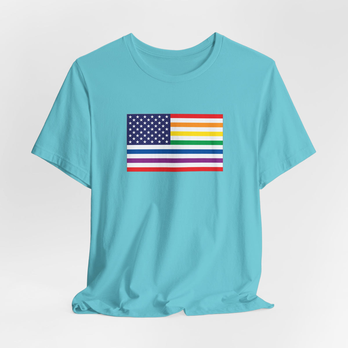 USA Old Glory Stars n Stripes Rainbow and White Pride Flag T-shirt, Several Color Options