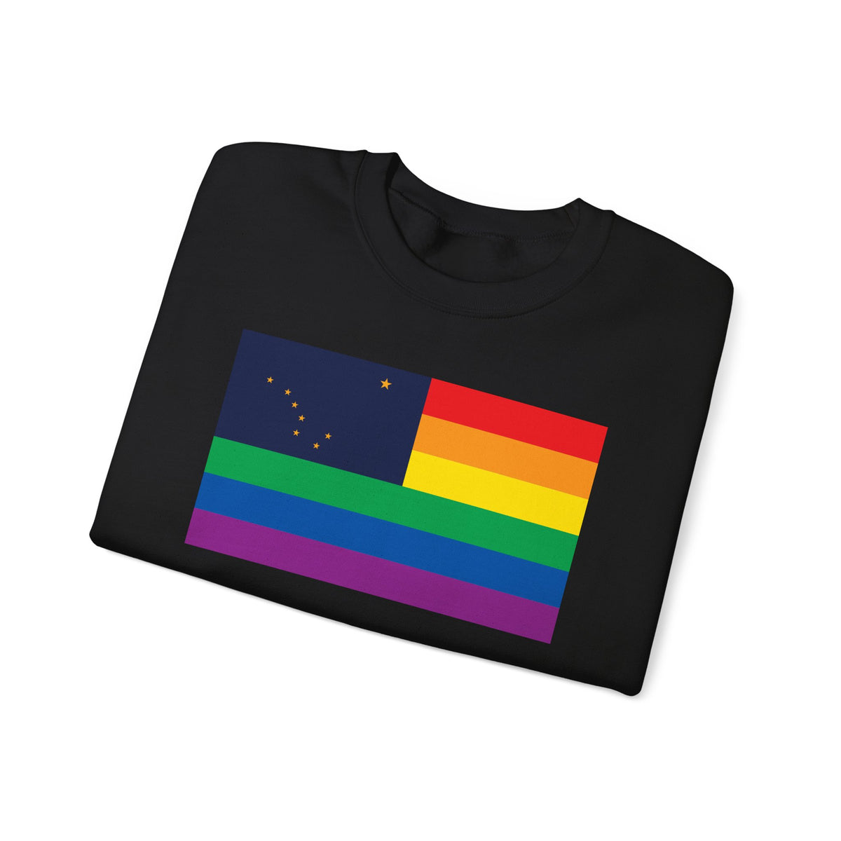 Alaska Rainbow Pride Flag Unisex Crewneck Sweatshirt, White, Black or Light Pink
