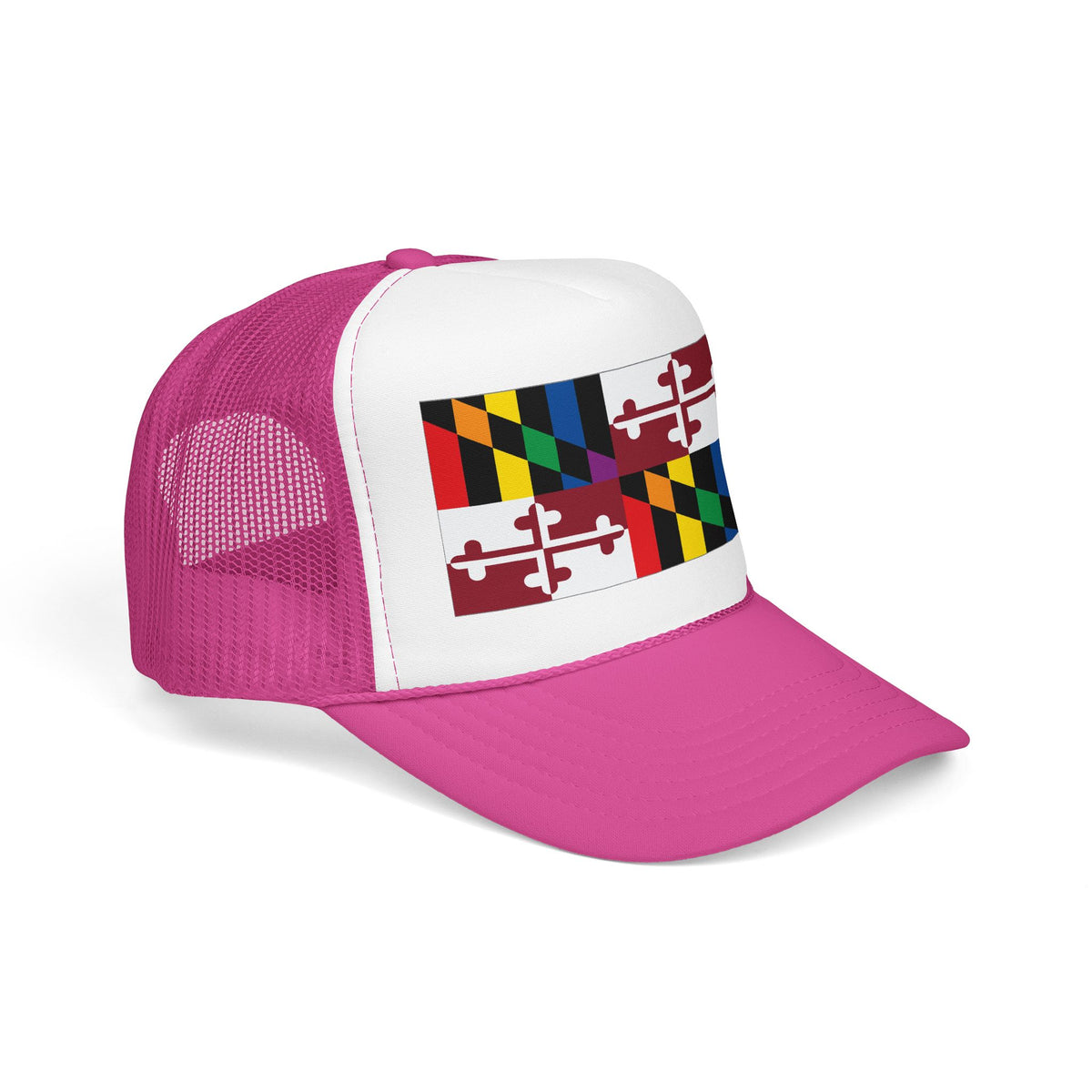 Maryland Rainbow Pride Flag "UNITED" Printed Foam Trucker Hat, Several Color Options