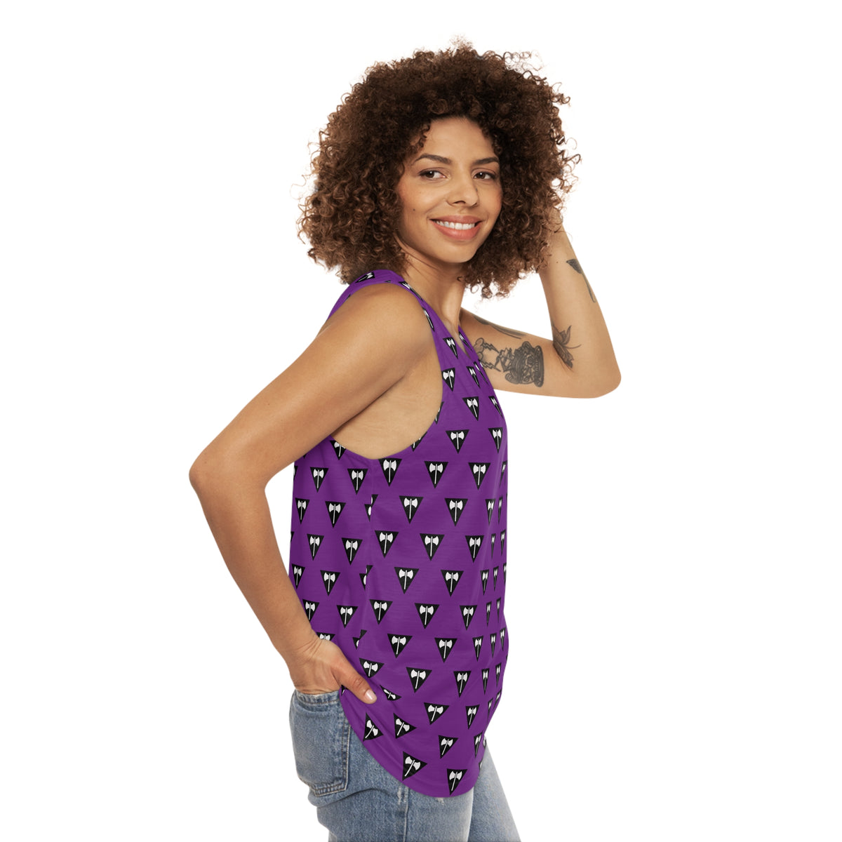 Labrys Lesbian Pride Tank Top - black triangle & labrys deco