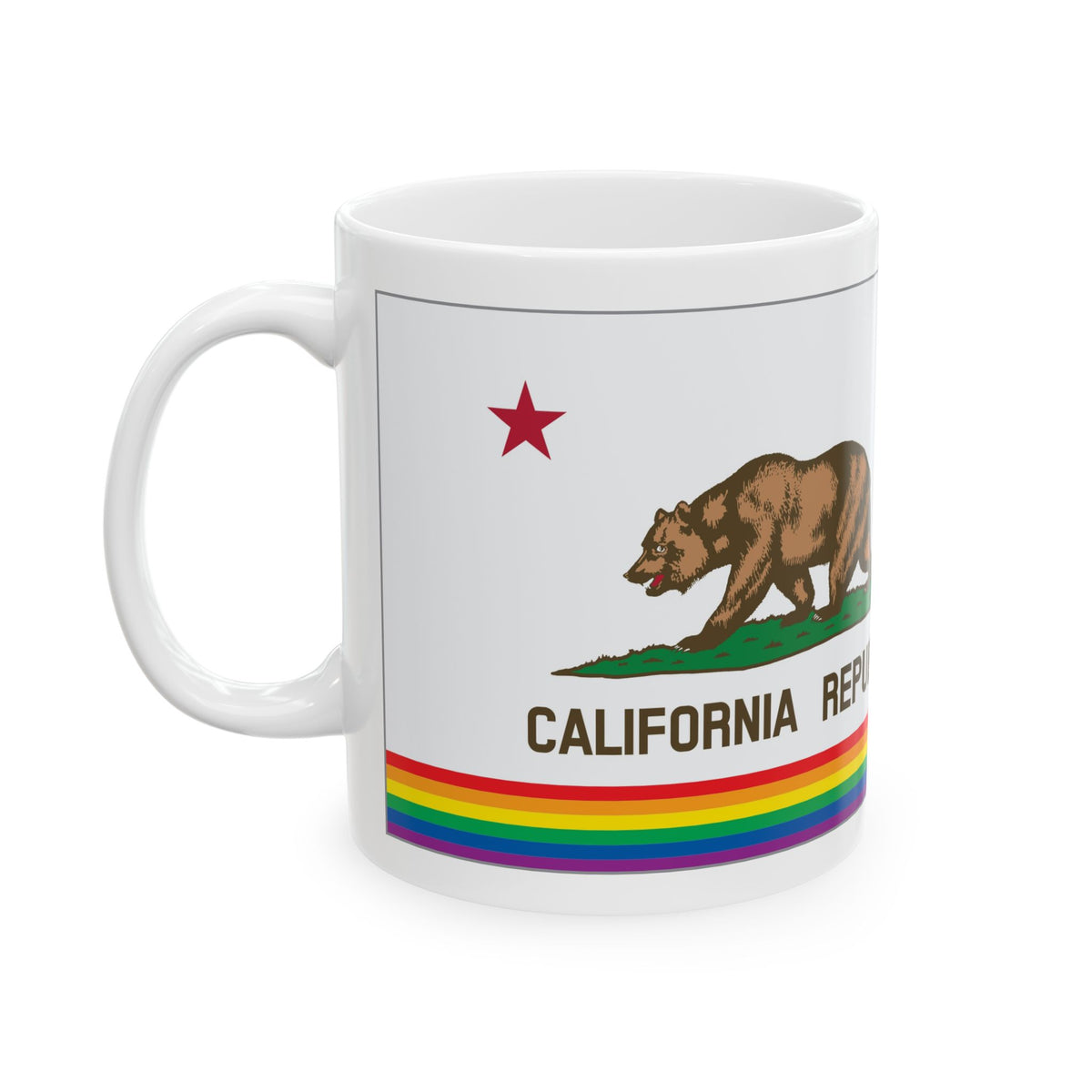 California Rainbow Pride Flag "UNITED" Ceramic Mug