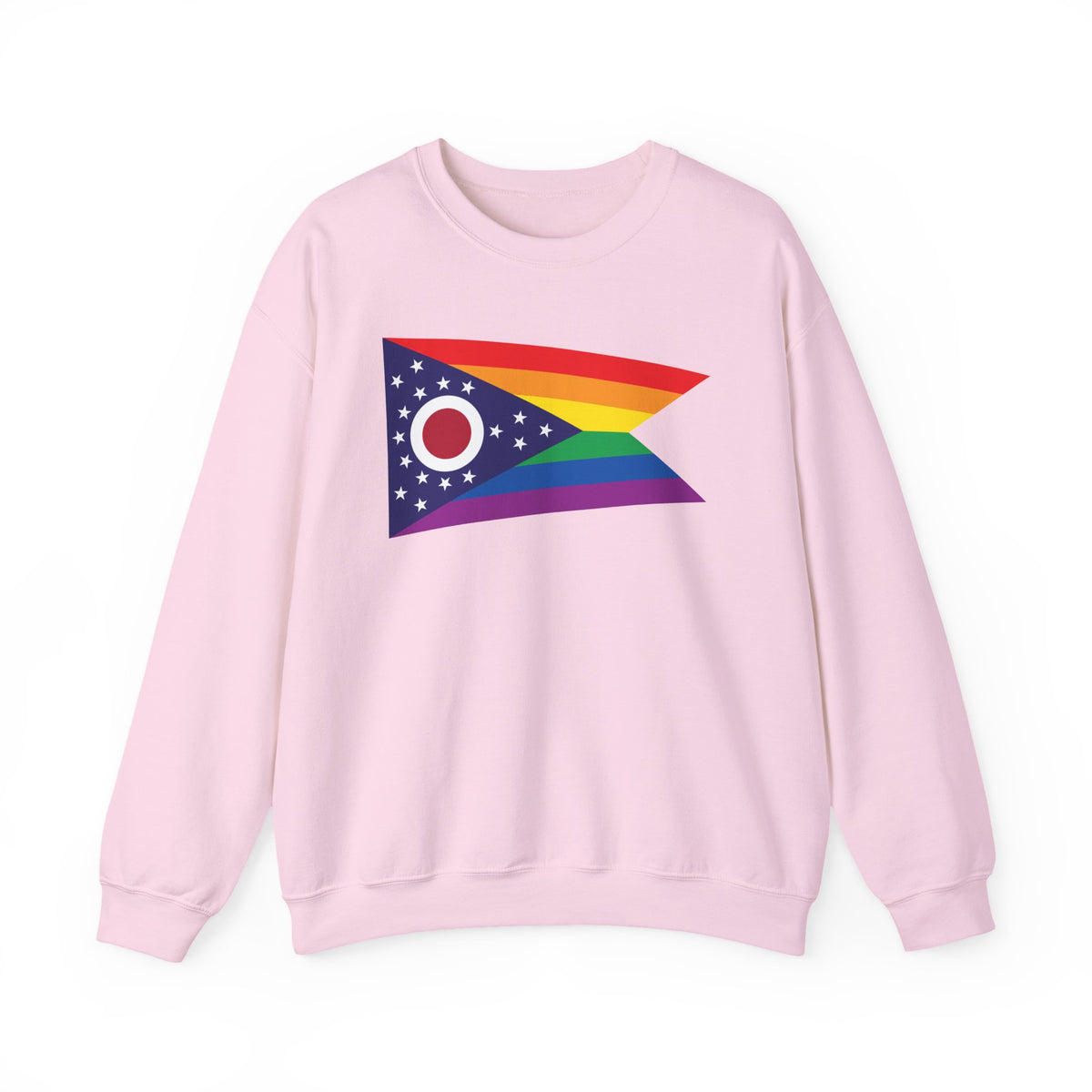 Ohio Rainbow Pride Flag Unisex Crewneck Sweatshirt, White, Black or Light Pink