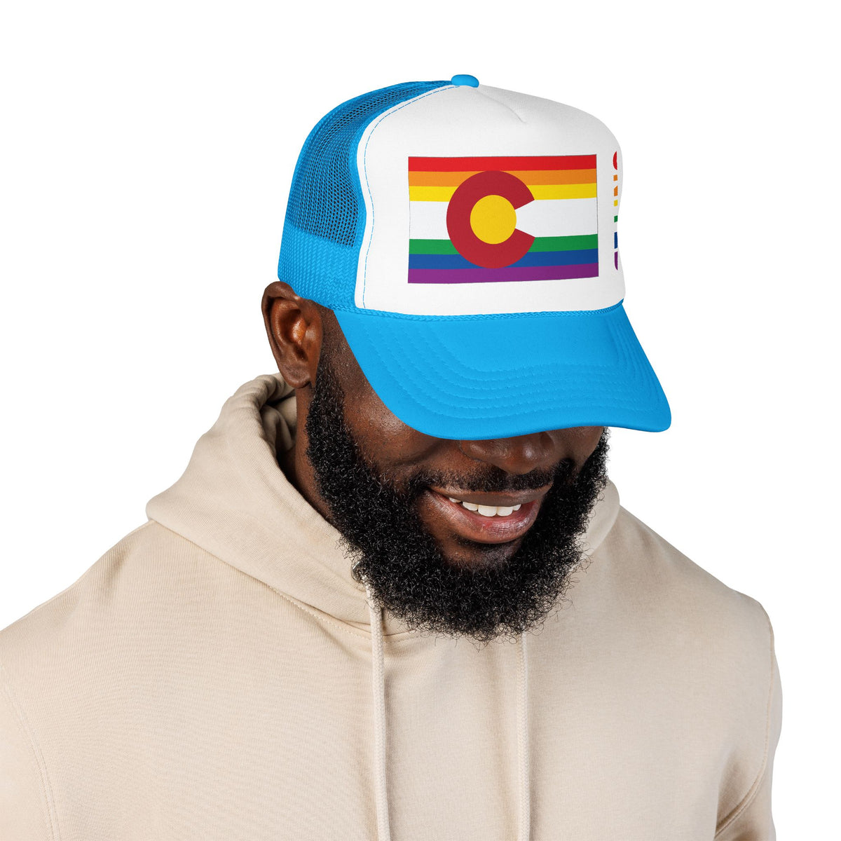 Colorado Rainbow Pride Flag "UNITED" Printed Foam Trucker Hat, Several Color Options