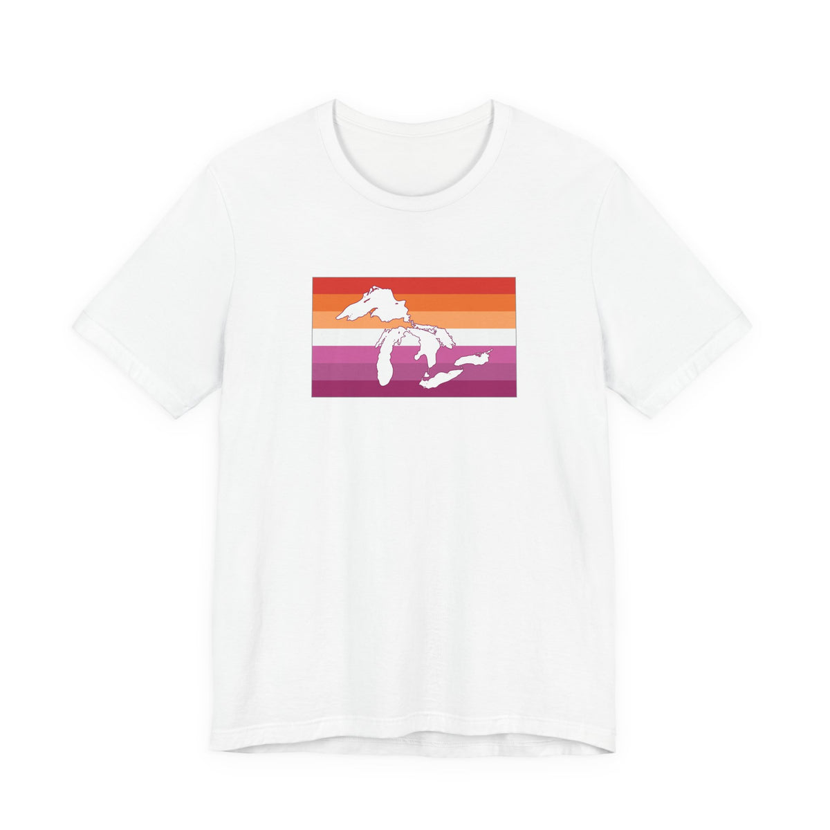 Great Lakes Region Lesbian Pride Flag T-shirt, Several Color Options