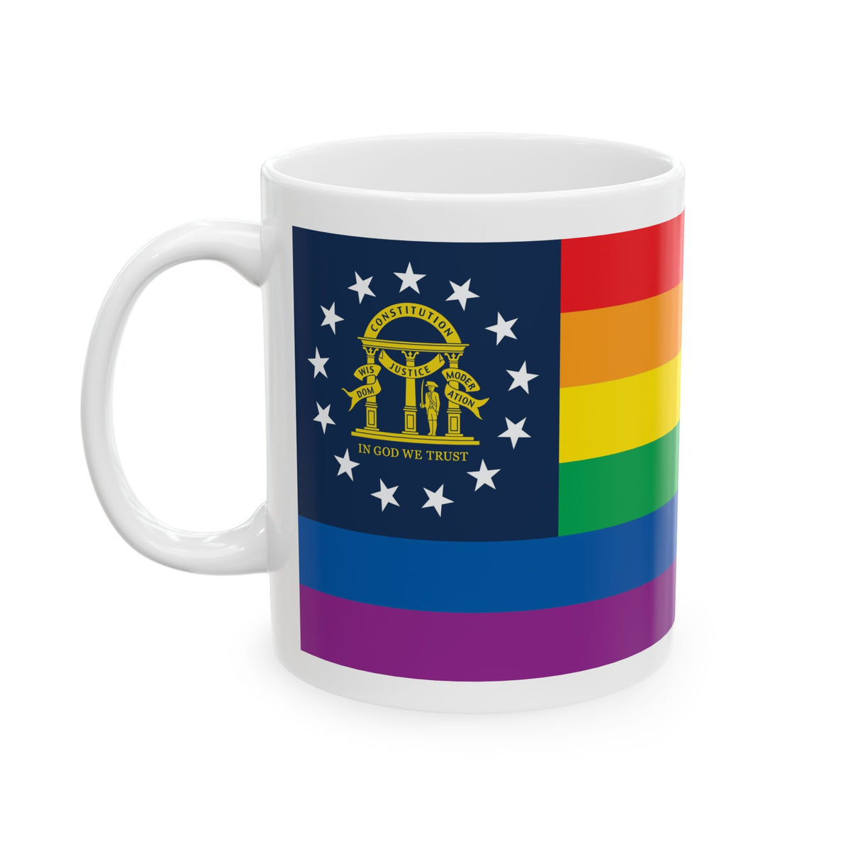 Georgia Rainbow Pride Flag "UNITED" Ceramic Mug