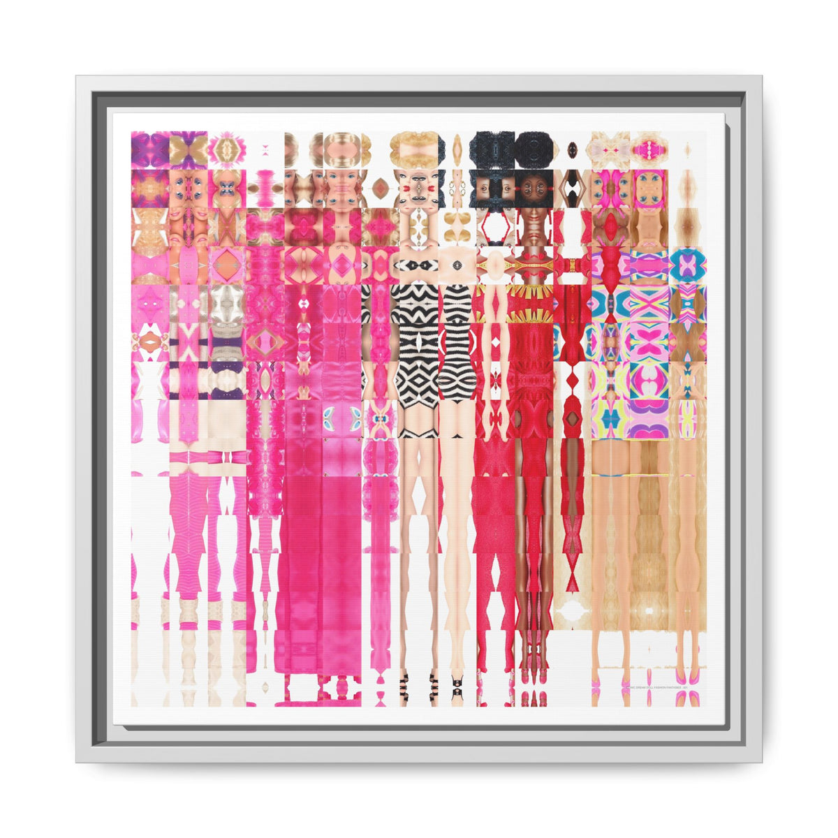Iconic Dream Doll Fashion Fantasies Abstract Portrait Collage Art, Matte Canvas, Framed (Multi-color options)