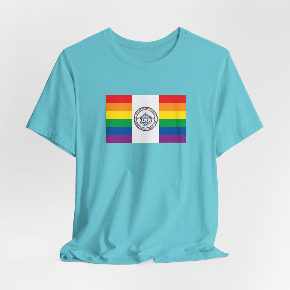 Atlantic City, New Jersey Rainbow Pride Flag T-shirt, Several Color Options