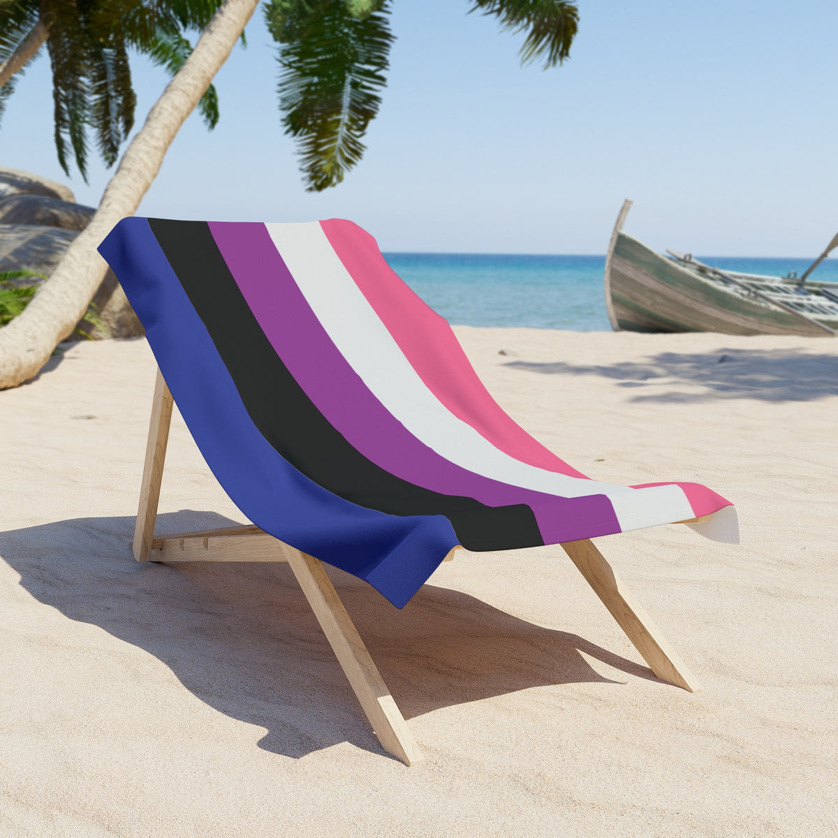 Genderfluid Pride Flag Beach Towel - horizontal stripe deco