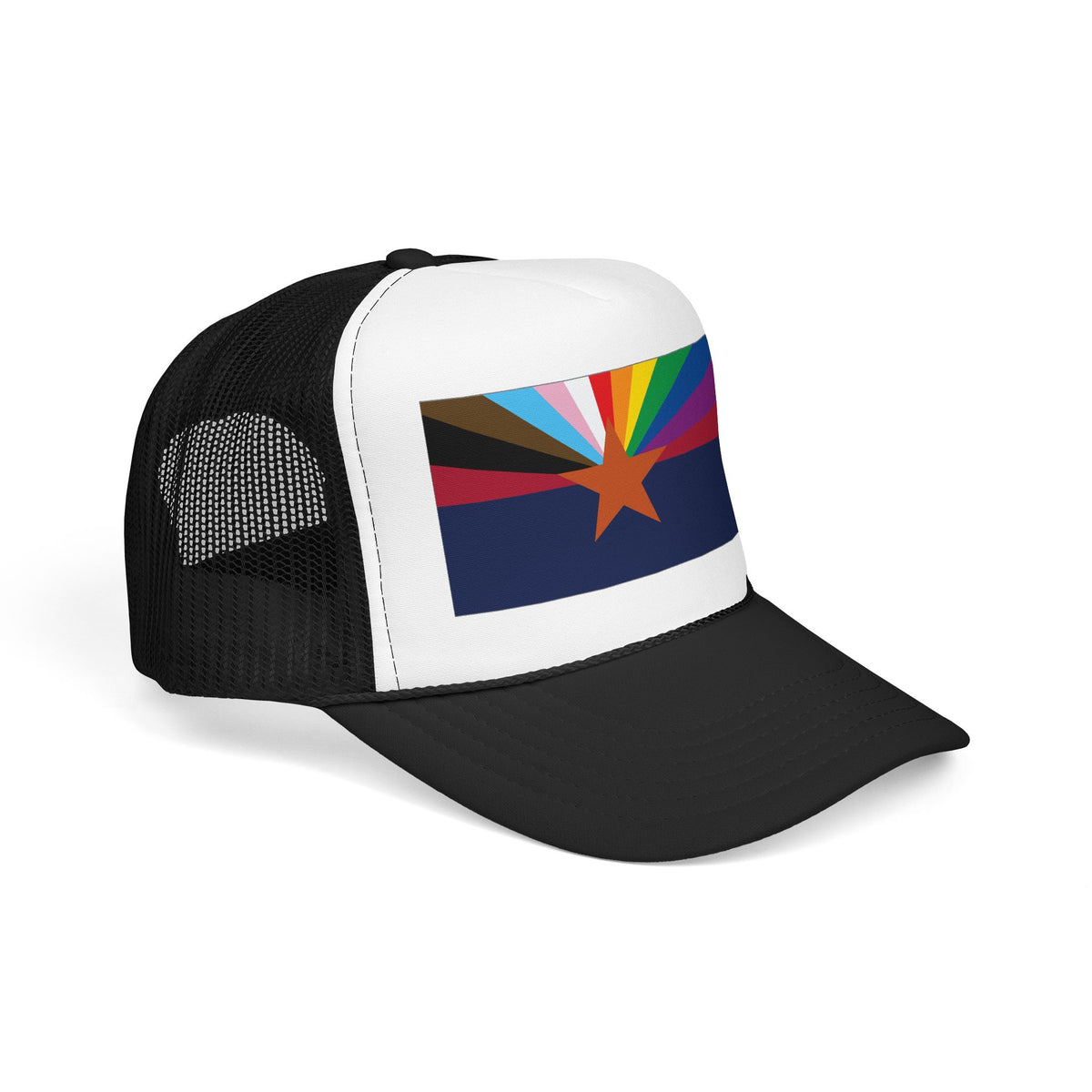 Arizona Rainbow Pride Flag "UNITED" Printed Foam Trucker Hat, Several Color Options