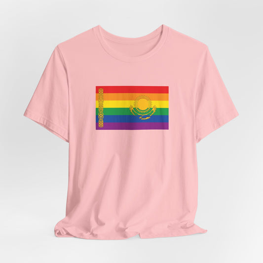 Kazakhstan Rainbow Pride Flag T-shirt, Several Color Options