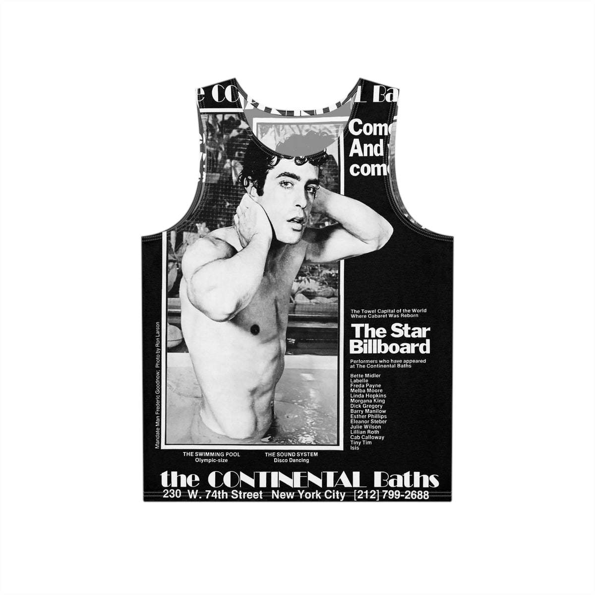 Continental Baths Tank Top, All Over Print Deco