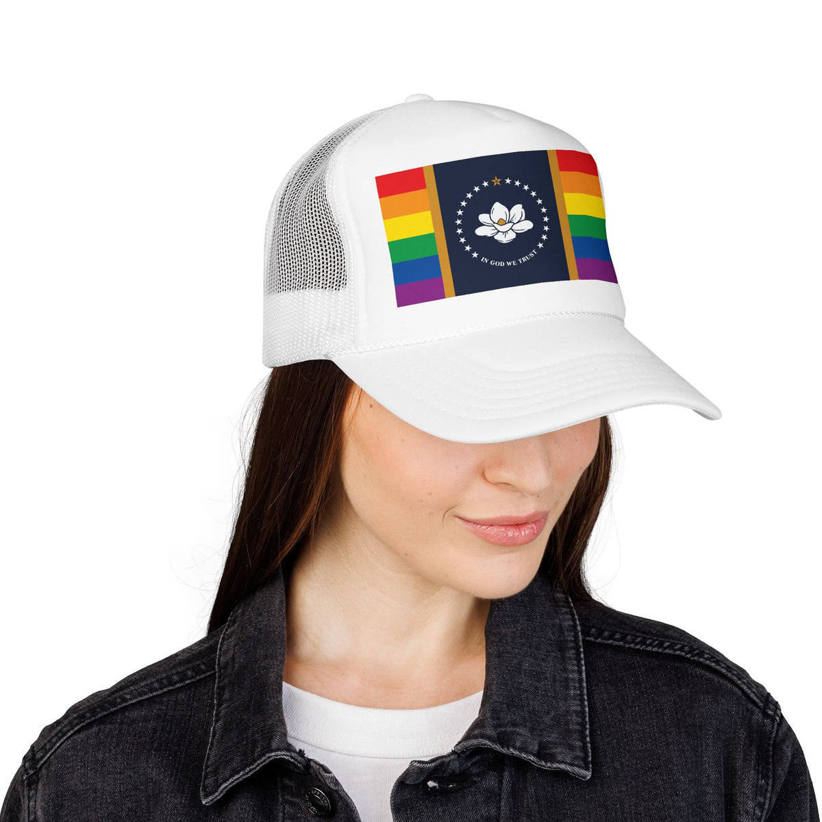 Mississippi Rainbow Pride Flag "UNITED" Printed Foam Trucker Hat, Several Color Options