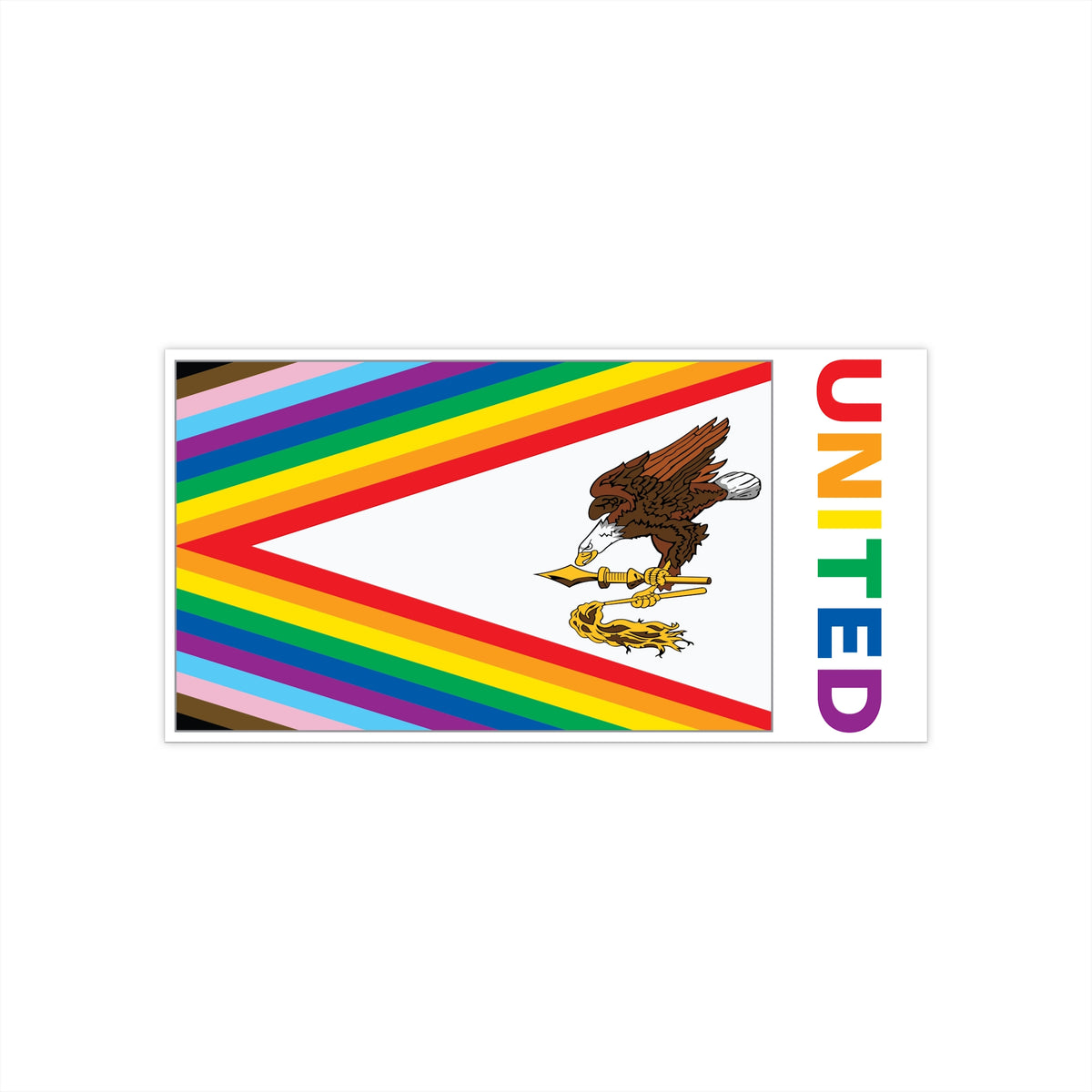 American Samoa Rainbow Pride Flag "UNITED" Bumper Sticker