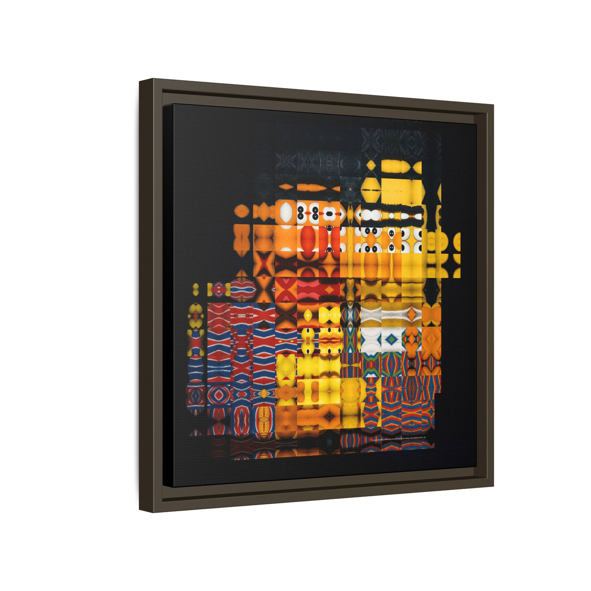 Iconic Domestic Partners in Plain Sight: Bert, Ernie, and Rubber Ducky Abstract Portrait Collage Art, Matte Canvas, Framed (Multi-color options)