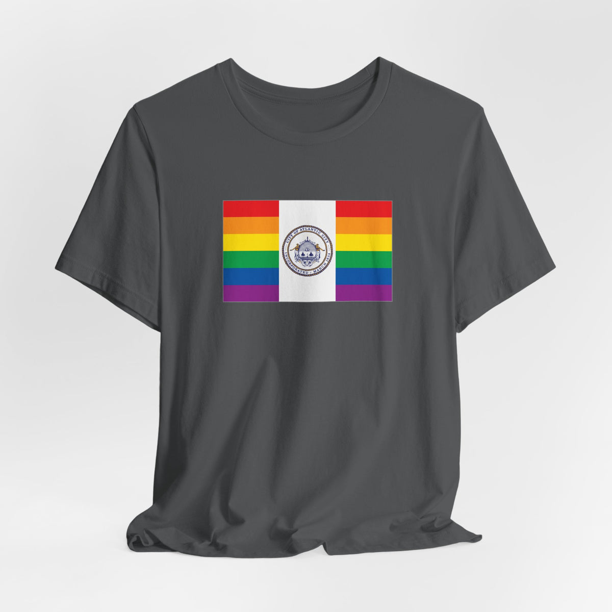 Atlantic City, New Jersey Rainbow Pride Flag T-shirt, Several Color Options