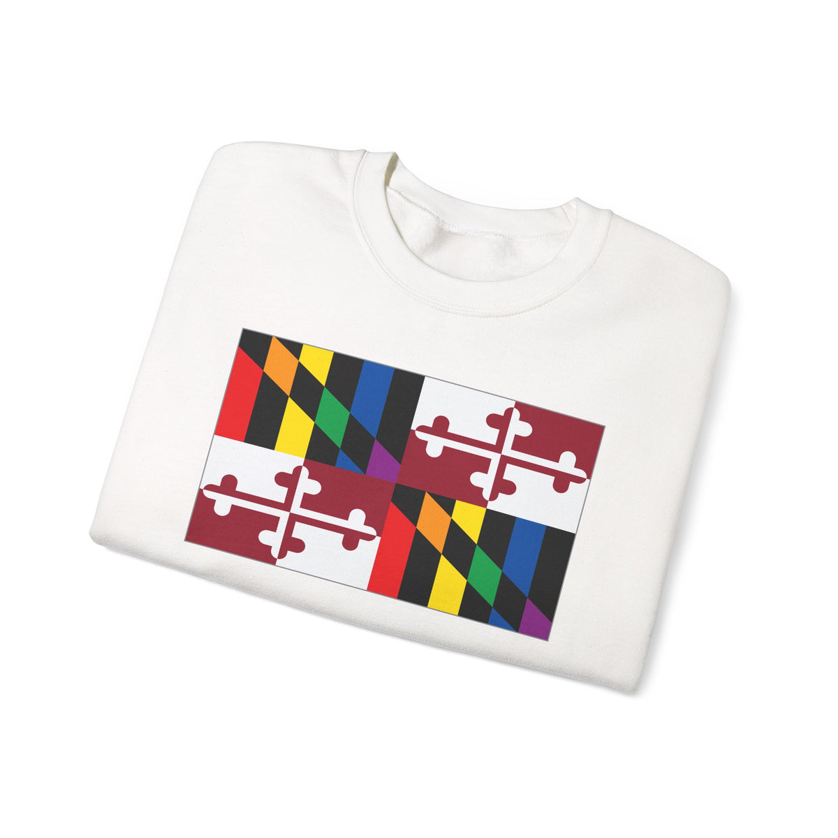 Maryland Rainbow Pride Flag Unisex Crewneck Sweatshirt, White, Black or Light Pink