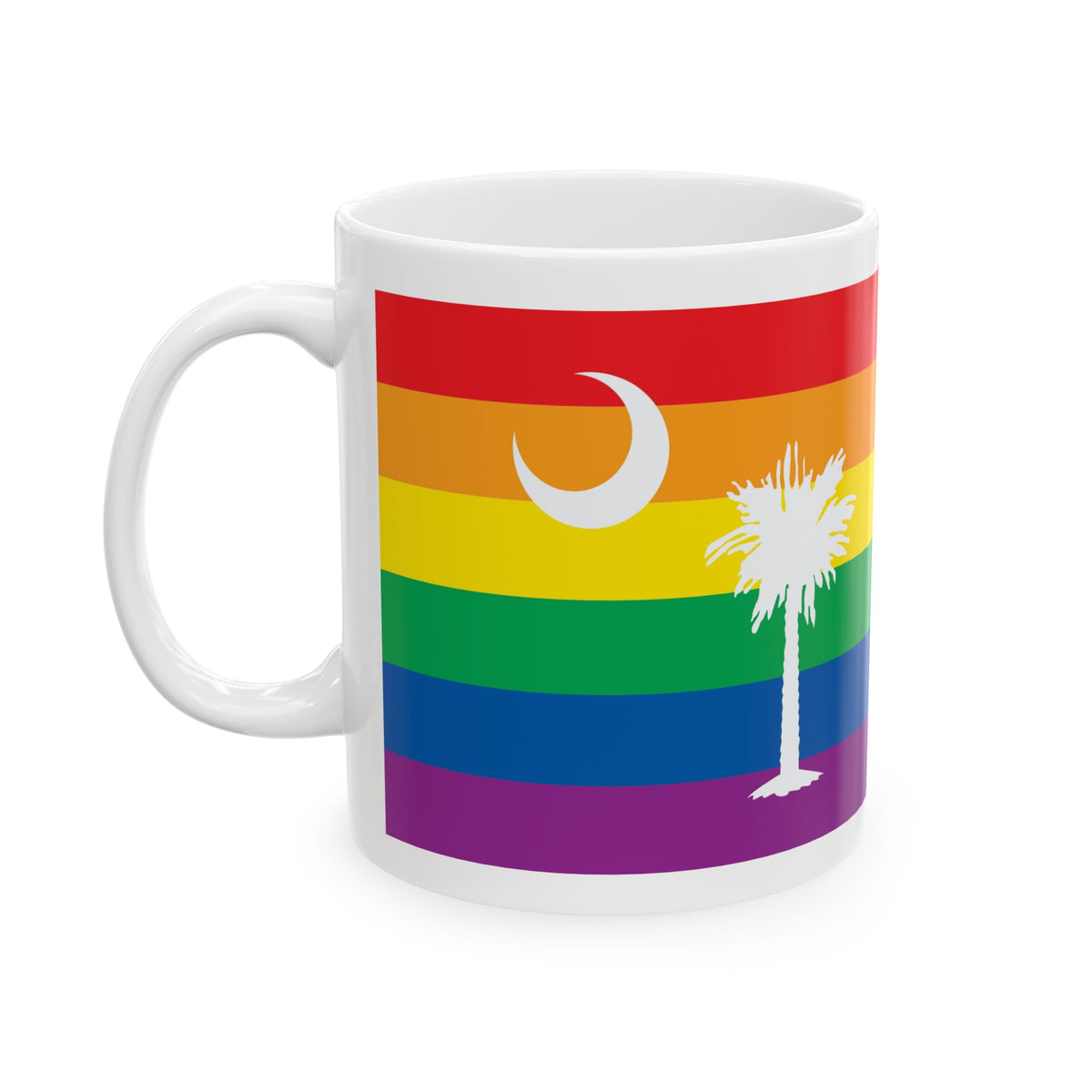 South Carolina Rainbow Pride Flag "UNITED" Ceramic Mug