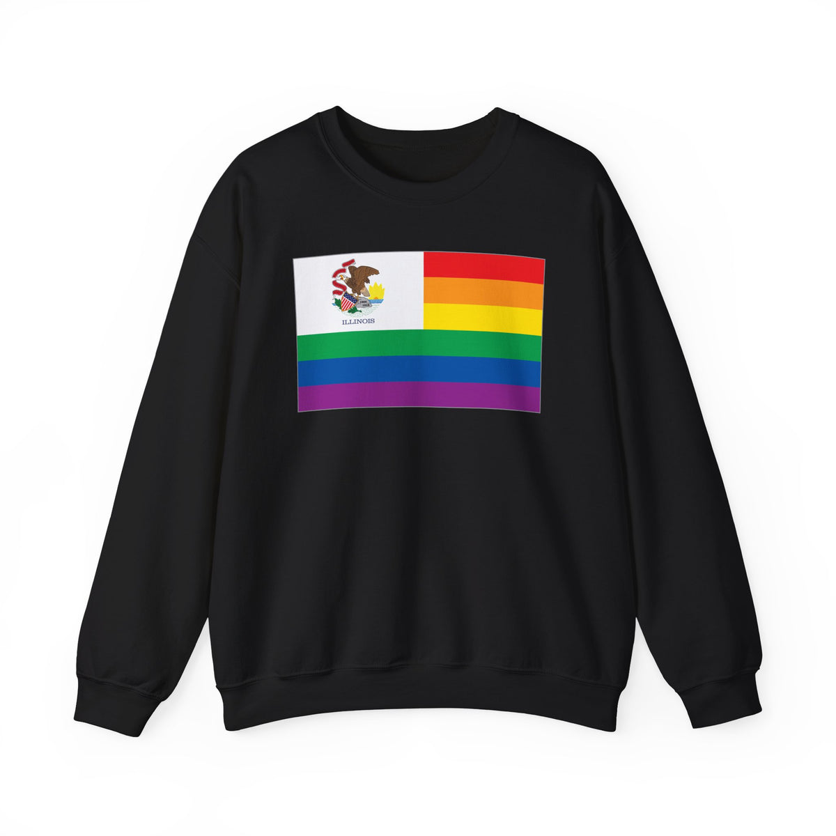 Illinois Rainbow Pride Flag Unisex Crewneck Sweatshirt, White, Black or Light Pink