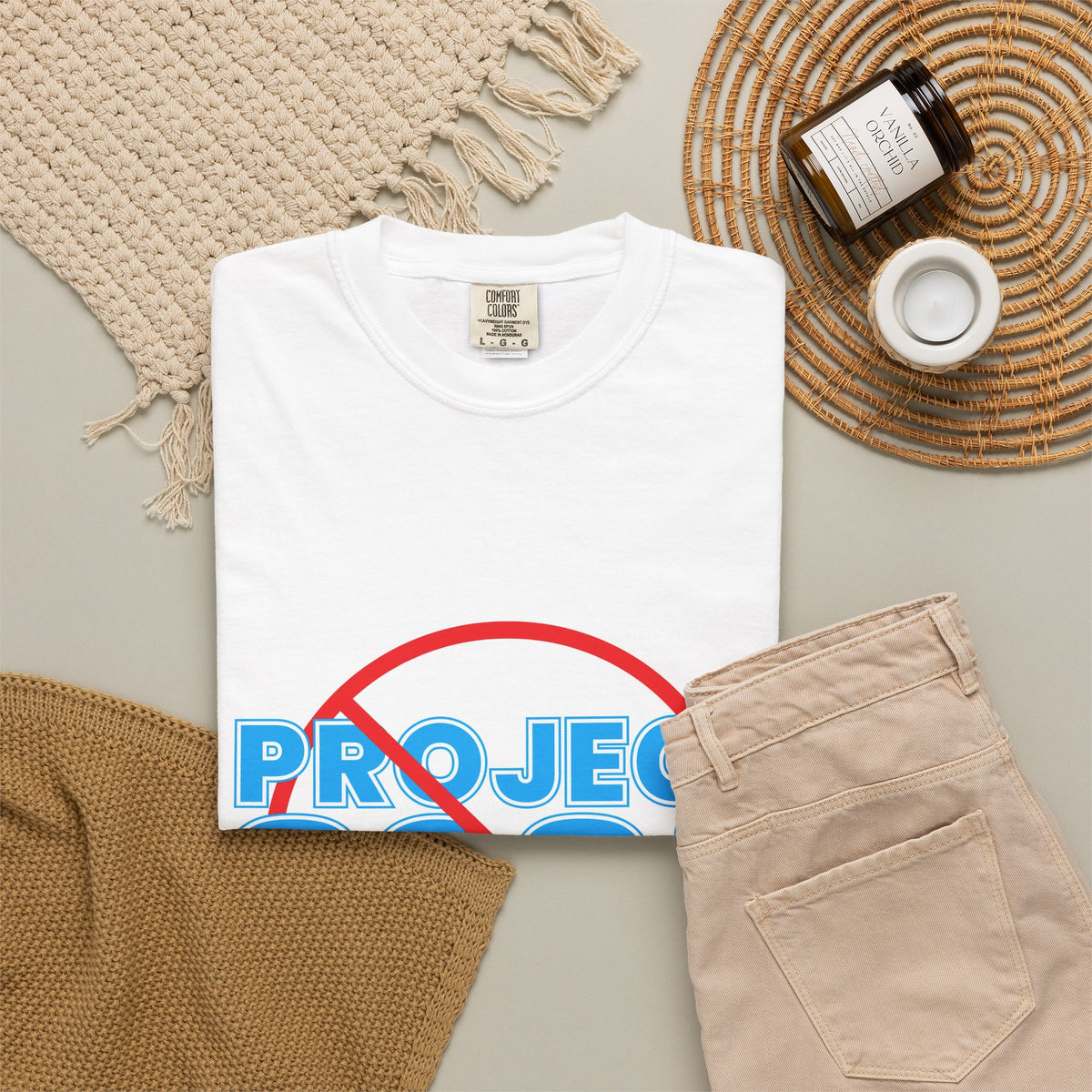 NO PROJECT 2025 Universal Sized Garment-Dyed T-Shirt -  White