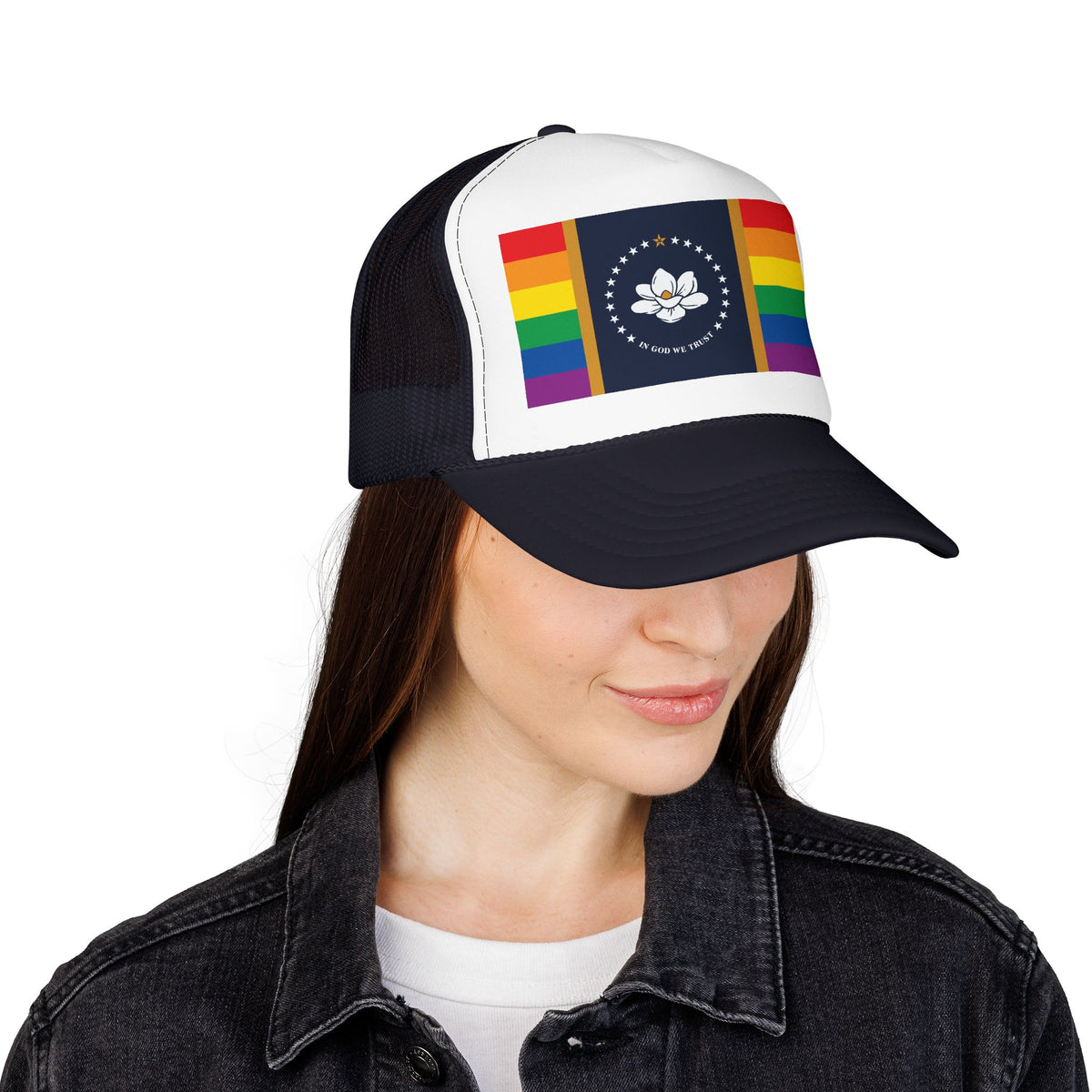 Mississippi Rainbow Pride Flag "UNITED" Printed Foam Trucker Hat, Several Color Options