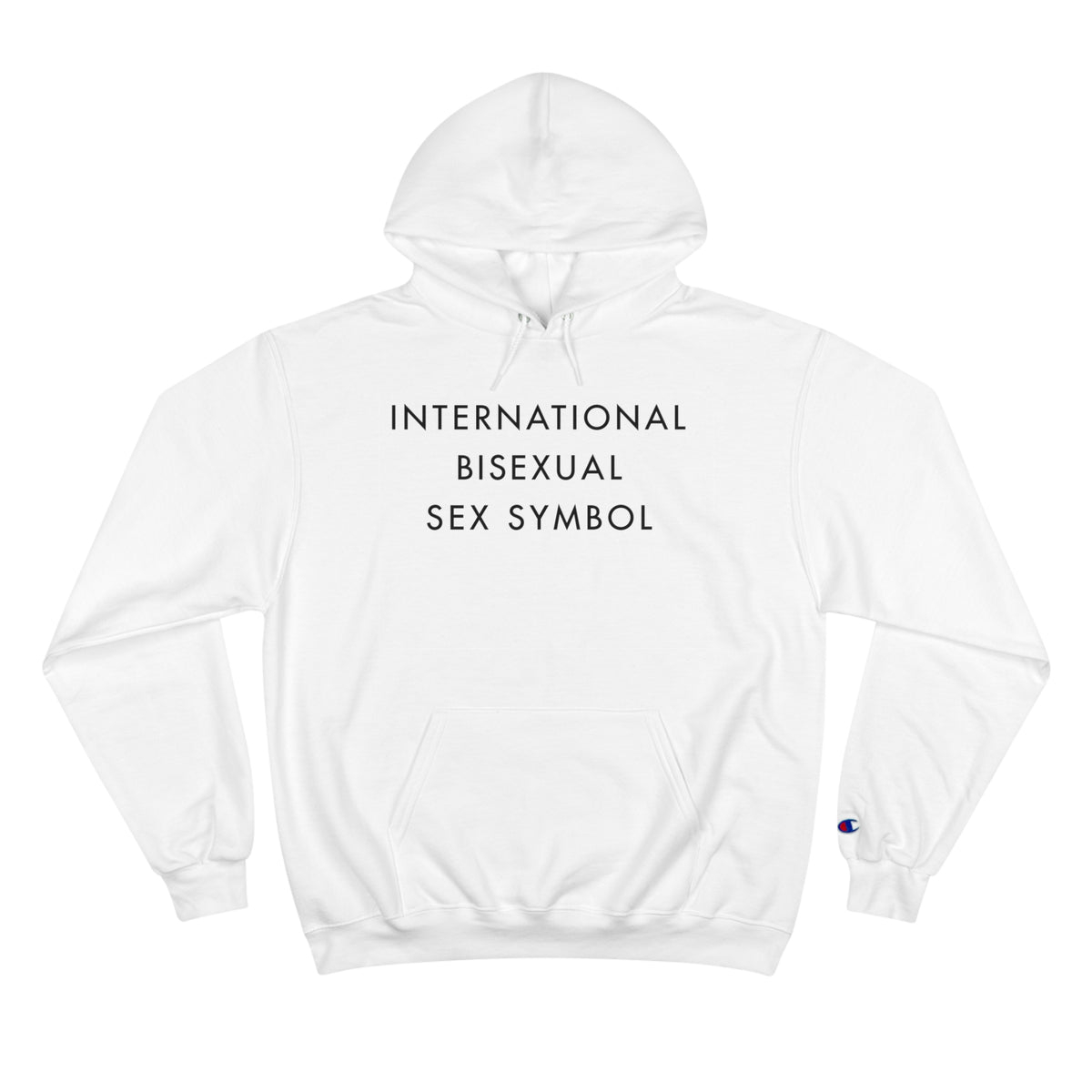 International Bisexual Sex Symbol Hoodie (Champion®) - White and Light Steel with Black Deco