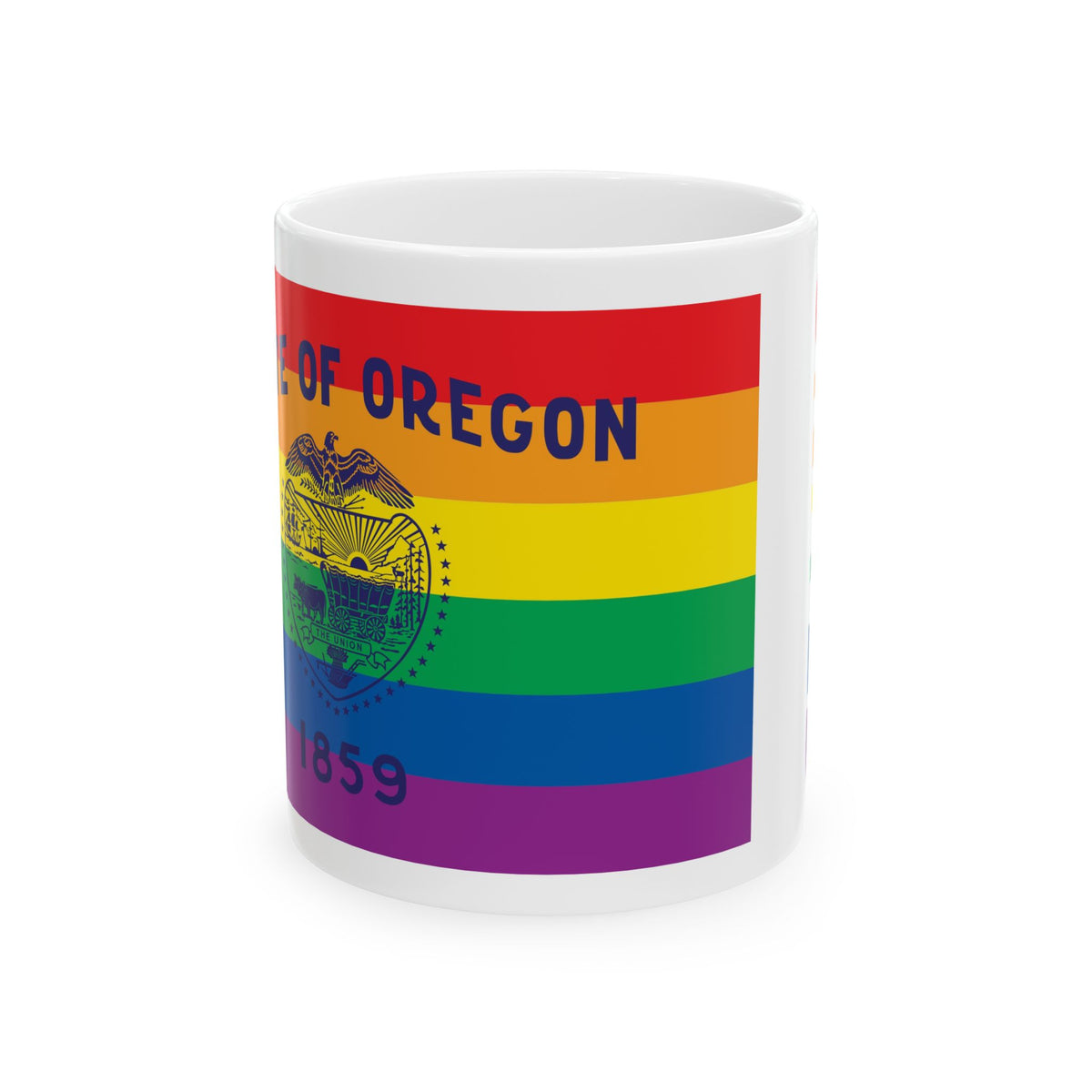 Oregon Rainbow Pride Flag "UNITED" Ceramic Mug