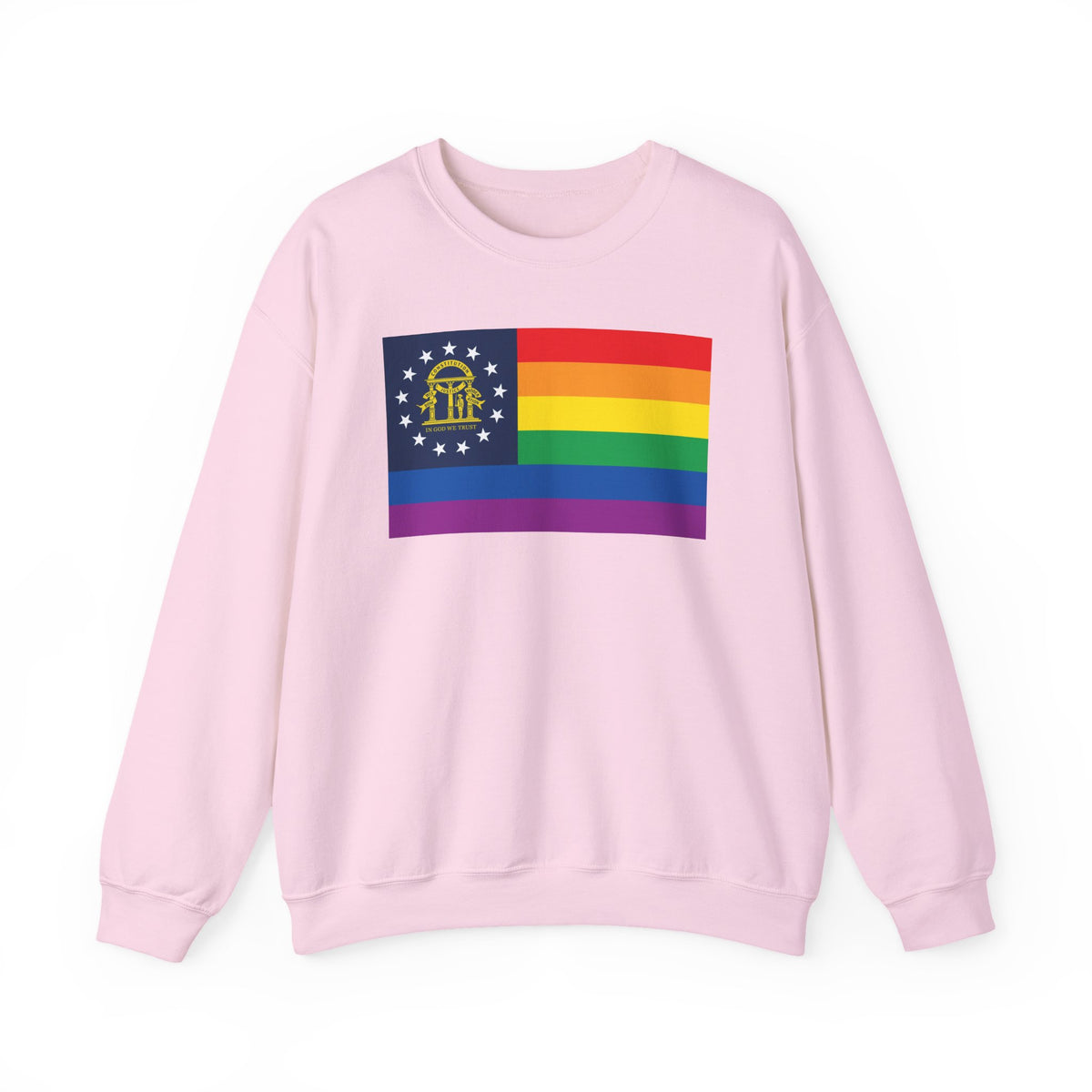 Georgia Rainbow Pride Flag Unisex Crewneck Sweatshirt, White, Black or Light Pink