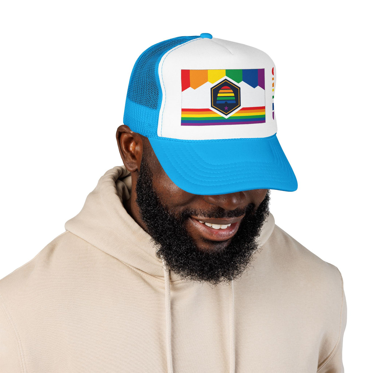 Utah Rainbow Pride Flag "UNITED" Printed Foam Trucker Hat, Several Color Options