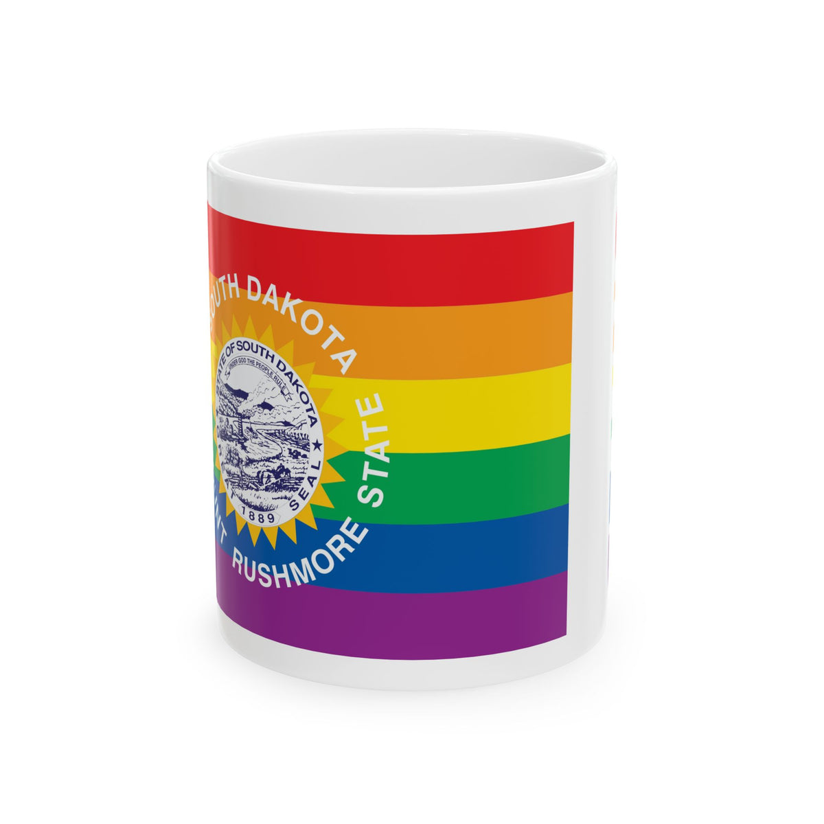 South Dakota Rainbow Pride Flag "UNITED" Ceramic Mug