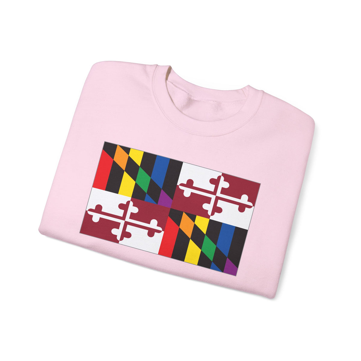 Maryland Rainbow Pride Flag Unisex Crewneck Sweatshirt, White, Black or Light Pink